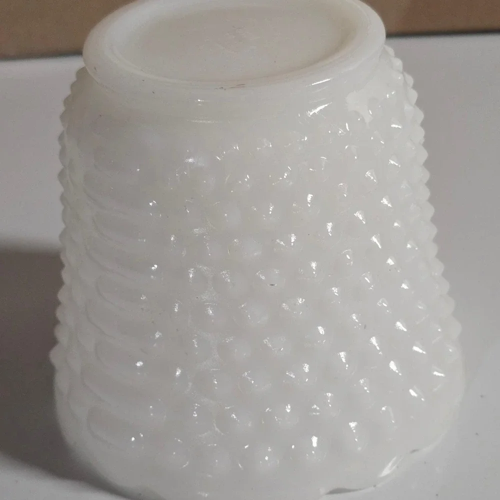 Vintage Milk Glass Hobnail Planter‎ Bowl Scalloped Rim Cachepot Scalloped Rim